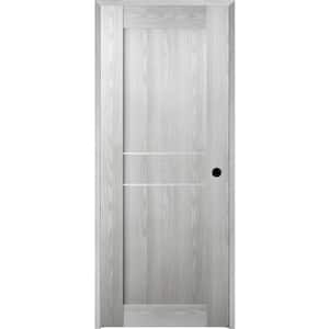 Vona 18 in. x 80 in. Left-Handed Solid Core Ribeira Ash Prefinished Textured Wood Single Prehung Interior Door