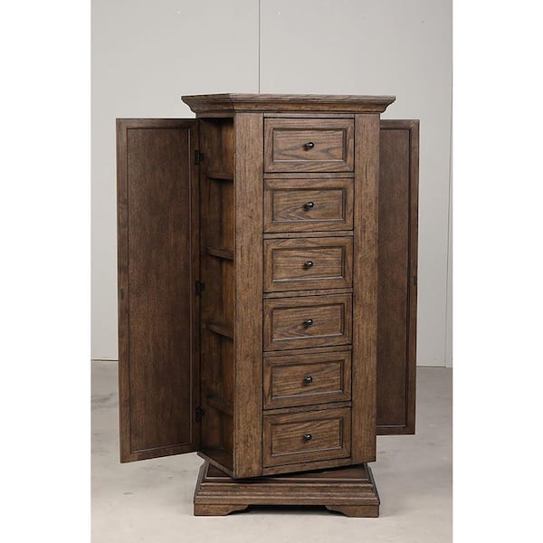 NEW CLASSIC HOME FURNISHINGS New Classic Furniture Mar Vista Walnut 6-Drawer 28 in. Swivel Lingerie Chest of Drawers