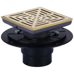 4.5 in. Gold Floor Drain with Square Stainless Steel Screw-Tite Strainer