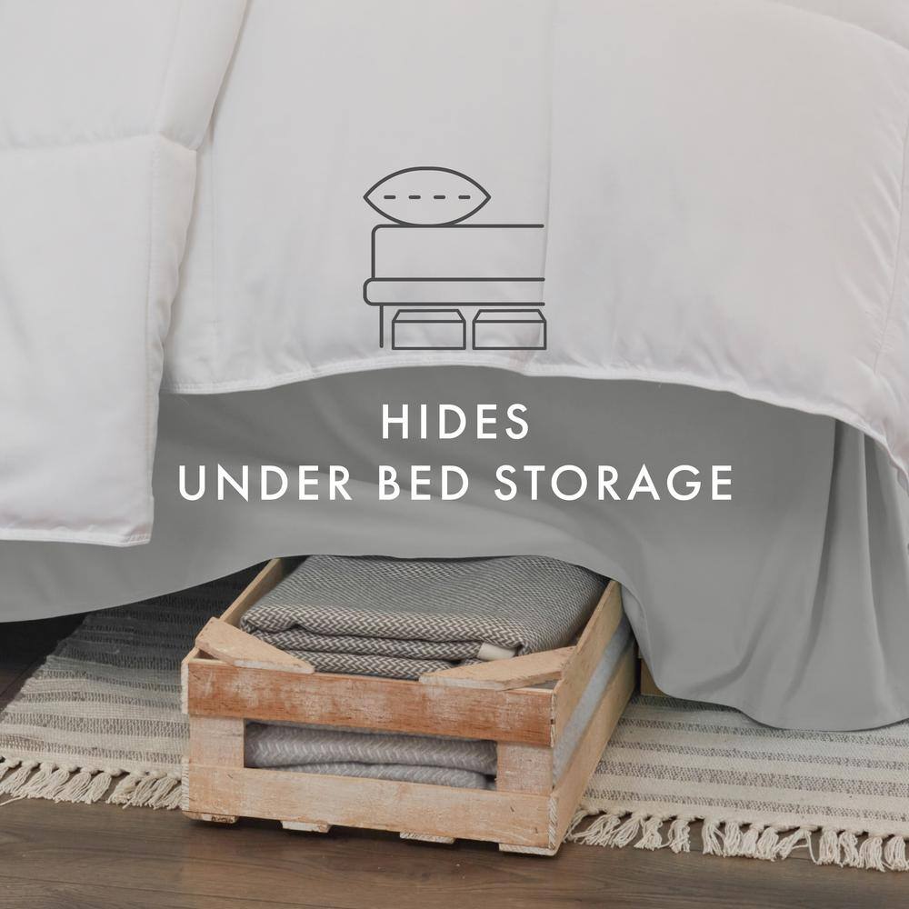Full Light Gray Microfiber Pleated Bed Skirt