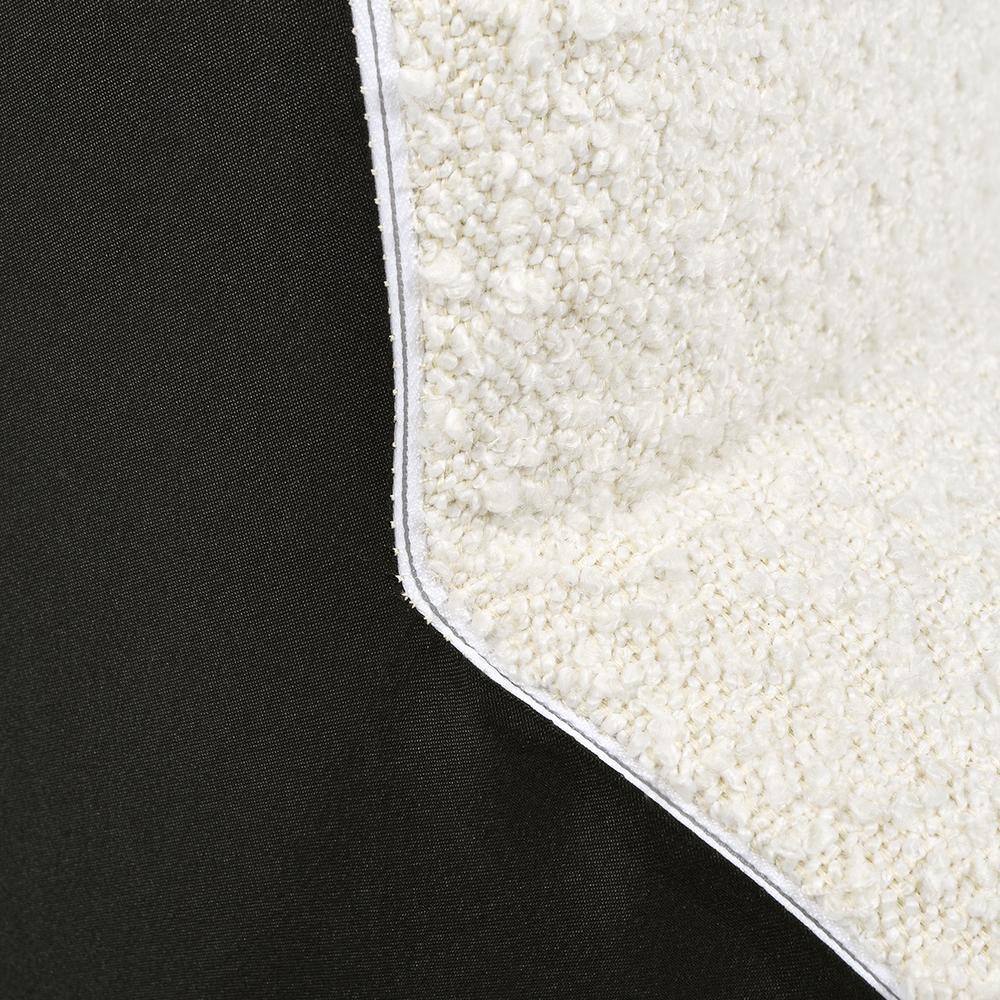 Ivory White Boucle Clover Shaped Accent Ottoman
