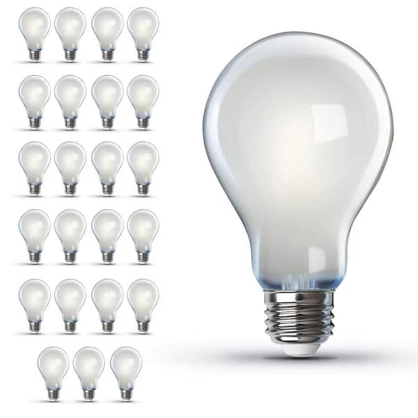 Feit Electric 100-Watt Equivalent A19 Dimmable Filament CEC 90 CRI White Glass E26 Medium LED Light Bulb, Bright White 3000K (24-Pack)