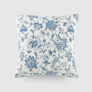 Elegant Patterns Cotton 20 in. x 20 in. Decor Throw Pillow in Jacobean Light Blue