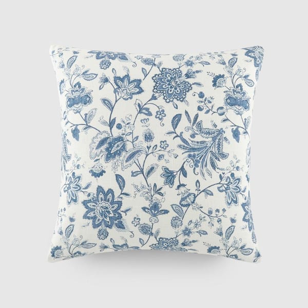 Becky Cameron Elegant Patterns Cotton 20 in. x 20 in. Decor Throw Pillow in Jacobean Light Blue