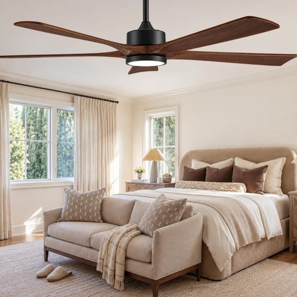 Overhead Fans Duclsaty 60 in Solid Wood Ceiling Fan with Light Remote Dimmable Full ...