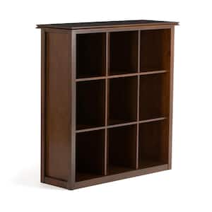 Artisan Solid Wood 45 in. x 43 in. Contemporary 9 Cube Bookcase and Storage Unit in Medium Auburn Brown