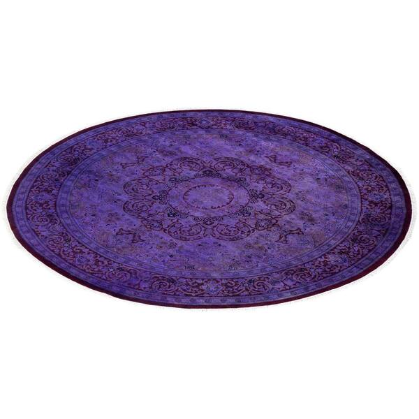 Overdyed Purple 8 ft. x 8 ft. Solid Wool Indoor Area Rug
