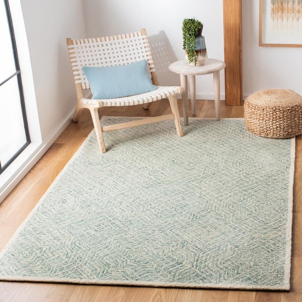 Capri Blue/Ivory 6 ft. x 9 ft. Diamond Geometric Area Rug