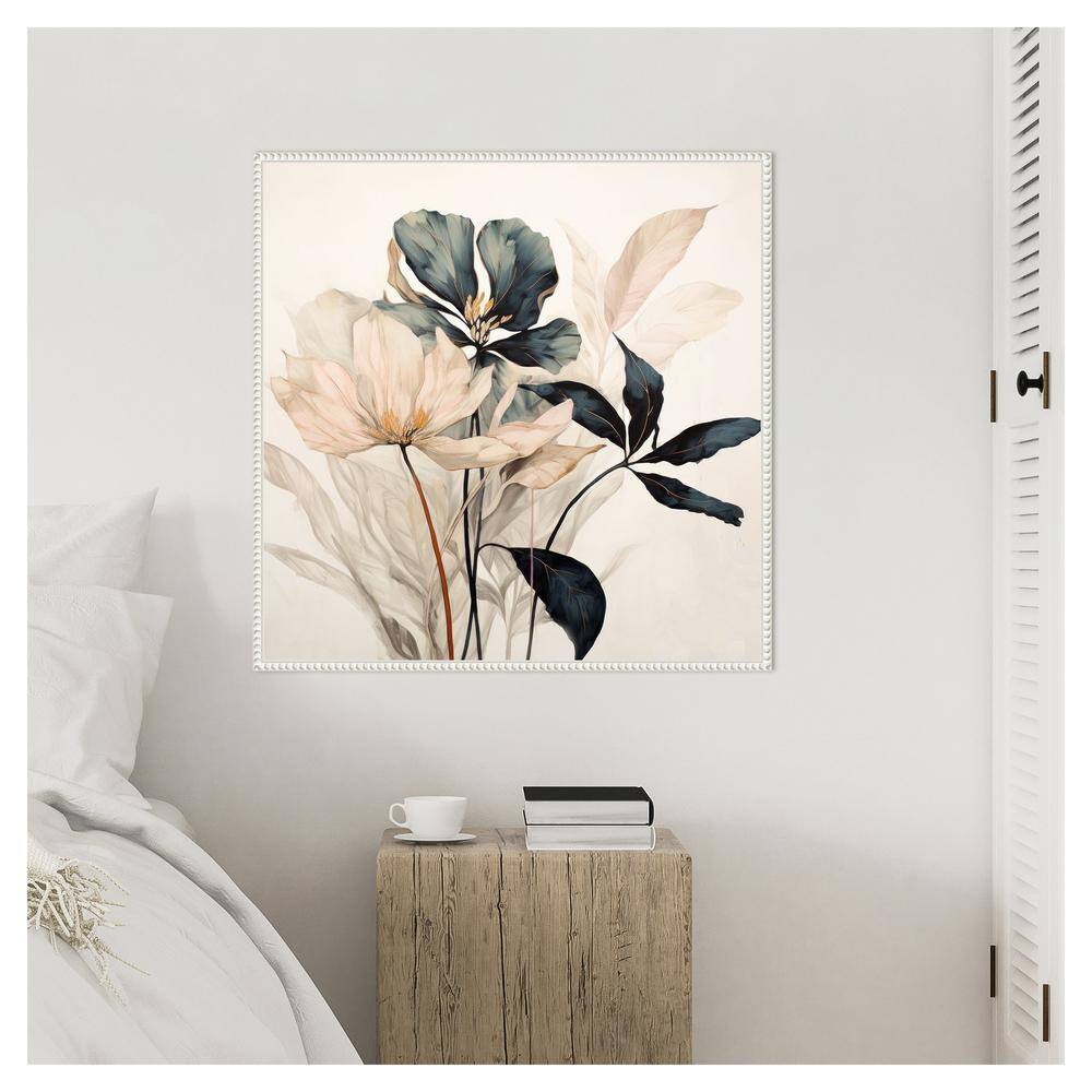 Whimsical Blossoms I White Framed Canvas Wall Art Print