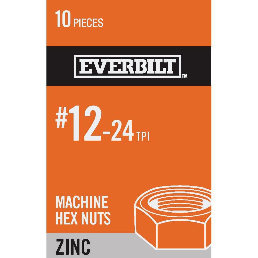 Everbilt #12-24 Zinc Plated Machine Screw Nut (10-Pack) 826341