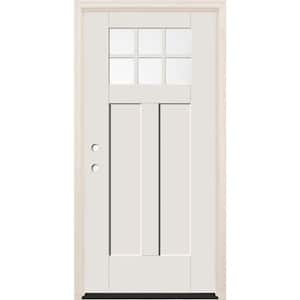 36 in. x 80 in. Right-Hand Clear Glass Unfinished Fiberglass Prehung Front Door with 6-9/16 in. Frame and Bronze Hinges
