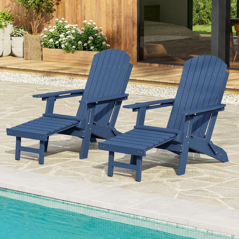 Livewood Outdoor HDPE Plastic Adirondack Chairs with Retractable