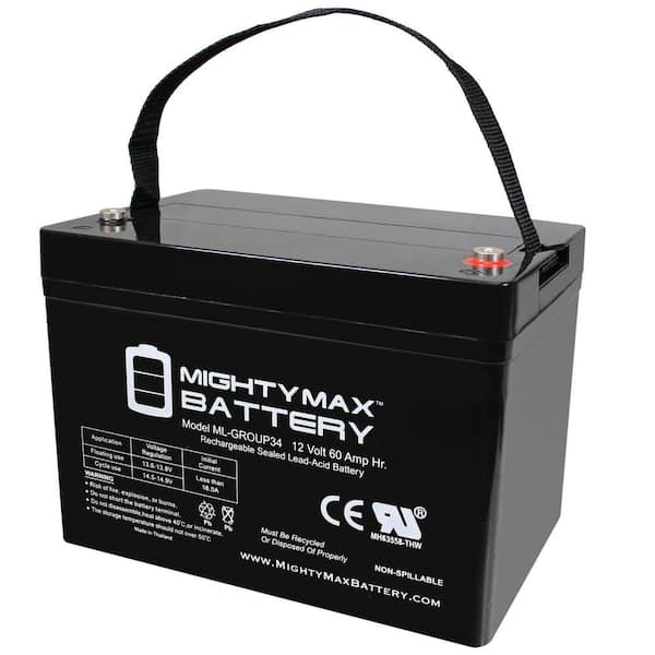 MIGHTY MAX BATTERY 12V 60AH Group 34 Replacement Battery For Electric Vehicles