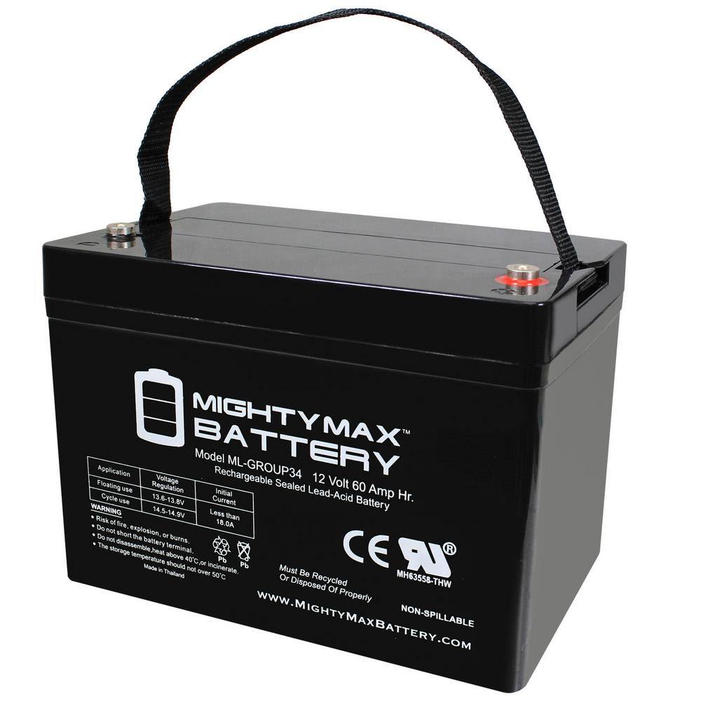 12V 60Ah Group 34 Replacement for Sealed SLA MK Batteries