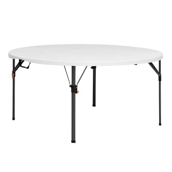 5 ft. White & Grey 4 leg Indoor/Outdoor Round Table, Seats 6