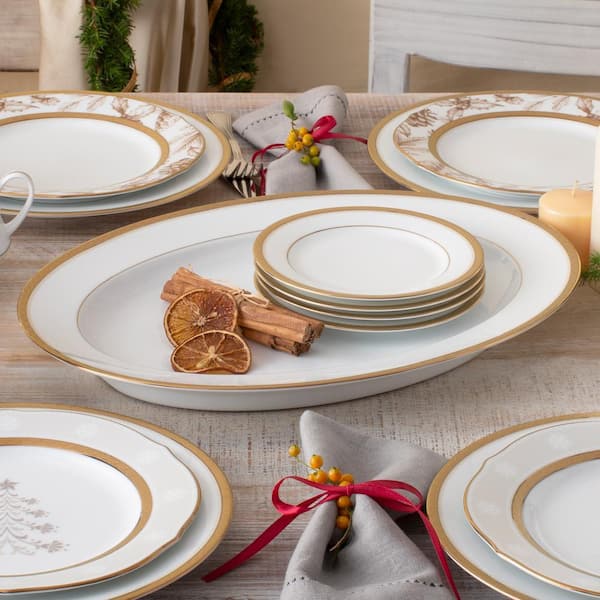 貼り付けGOLD5、ハミダシ白10、ブラウン20 Noritake Charlotta Gold 16 in. (Gold) Porcelain Oval Platter 1716