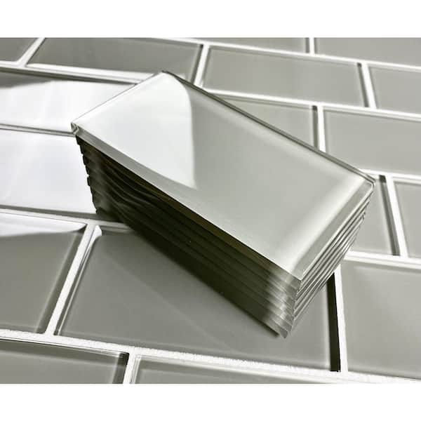 ABOLOS Modern Design Smokey Gray Subway 3 in. x 6 in. Glossy Glass Wall Tile (0.125 Sq. Ft./Piece)