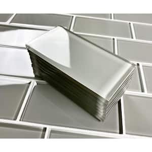 Modern Design Smokey Gray Subway 3 in. x 6 in. Glossy Glass Wall Tile (0.125 Sq. Ft./Piece)