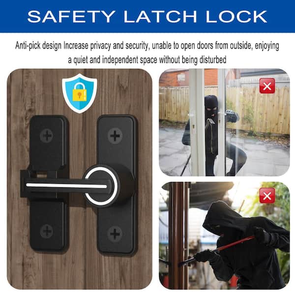 4 Barn Door Latch Door Lock Hardware, Sliding Door Lock Eye with Screws,  Rust-Resistant Metal Gate Latch, Privacy Hooks Latch for Inside Door,  Wooden
