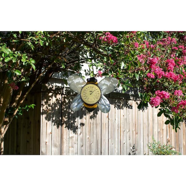 Evergreen Garden Metal and Glass Sun Wall Thermometer | 14.2 x 14.2 Inches  | Weatherproof | Outdoor Temperature Homegoods and Decorations for Patios