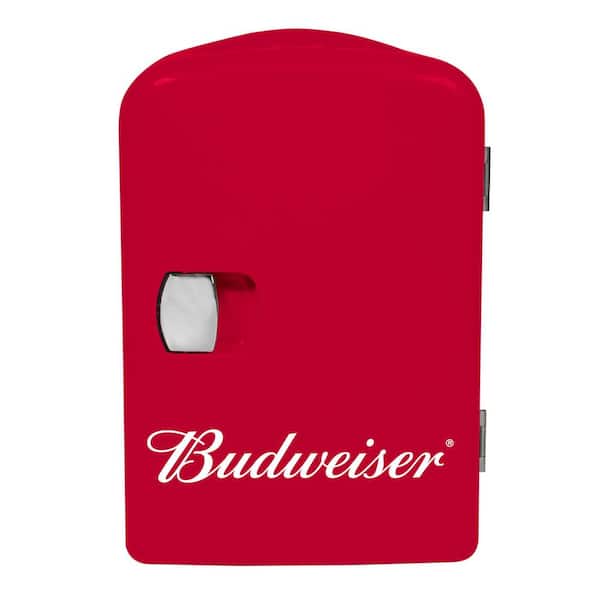 6.85 in., 3 cu. ft., 6 Can, Retro Mini Refrigerator, Bud Themed in Red White and Blue, without Freezer