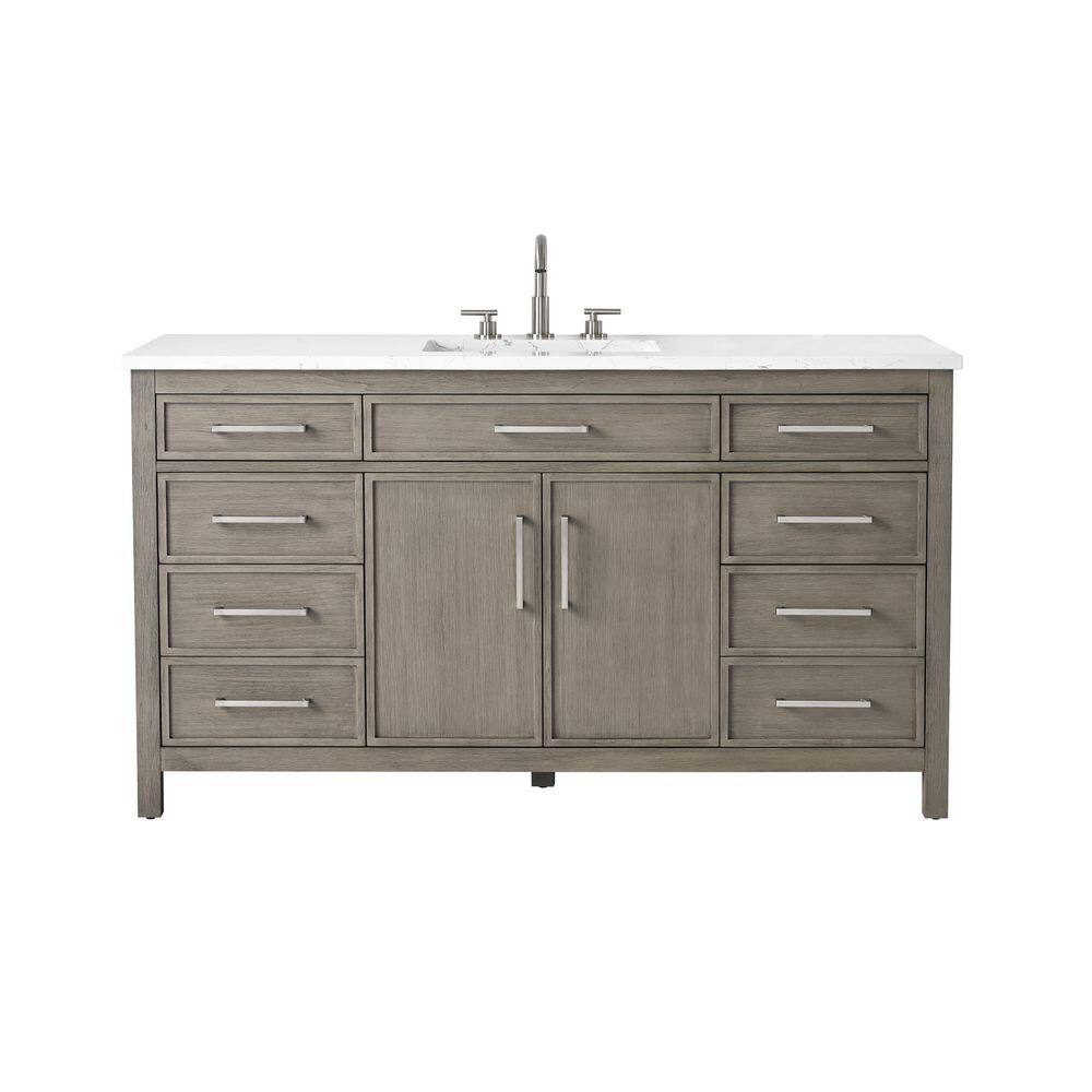 Logan 60 in. W Bath Vanity in Heritage Gray with Engineered Stone Top in Carrara White with White Sink price history on PriceWatchPro