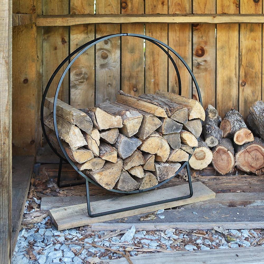 Black Powder-Coated Iron 36" Hoop Firewood Rack