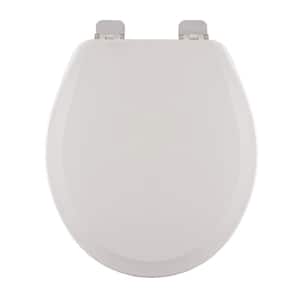 Centocore Round Closed Front Toilet Seat in White with Chrome Hinge