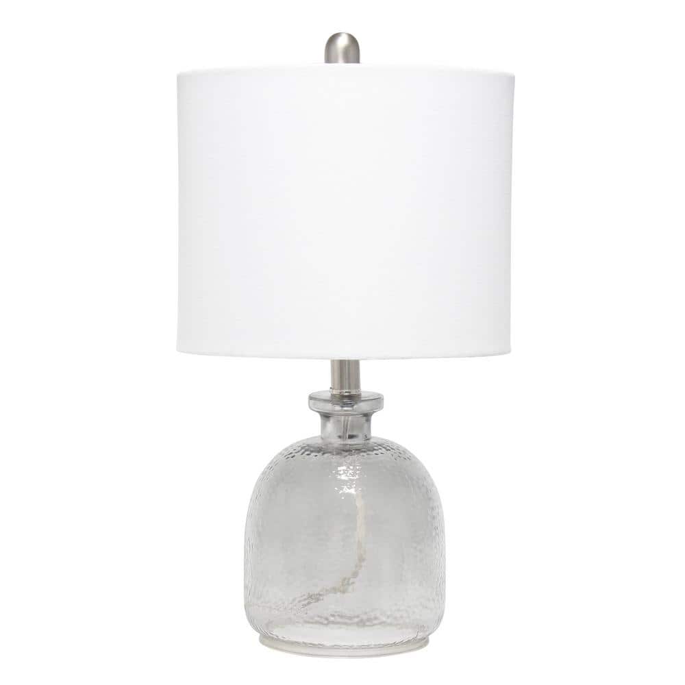 20 in. White Textured Glass Table Lamp