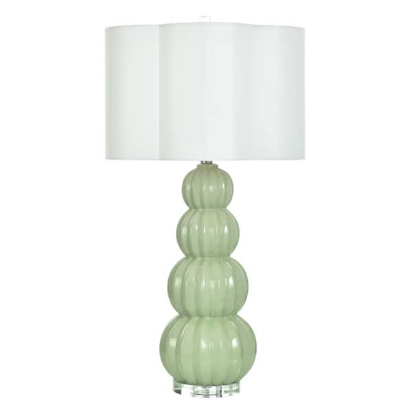 Ophelia 33 in. Mint Table Lamp with White Linen Shade