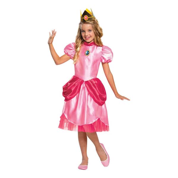 Disguise Girl's Deluxe Super Mario Bros. Princess Peach Costume - Medium - Kids Halloween Costume