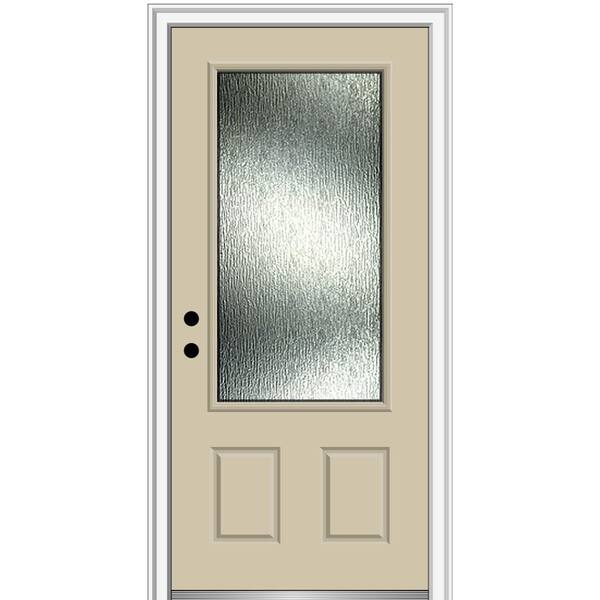MMI Door Rain Glass 36 in. x 80 in. Right-Hand Inswing 3/4 Lite 2-Panel Painted Wicker Prehung Front Door on 4-9/16 in. Frame