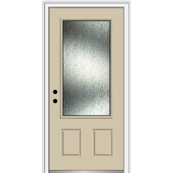 MMI Door 36 in. x 80 in. Right-Hand Inswing Rain Glass Wicker Fiberglass Prehung Front Door on 6-9/16 in. Frame