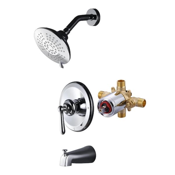 VEVETTA Single Handle 5-Spray Tub and Shower Faucet 1.8 GPM in. Polished Chrome with Pressure Balance Valve Included