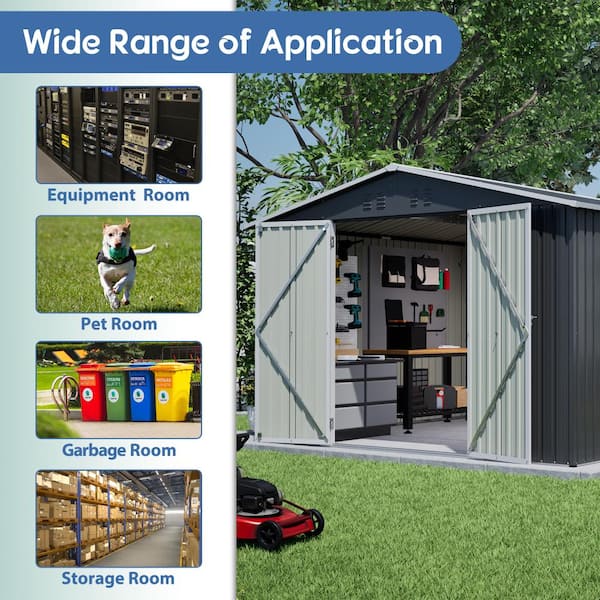 ToolCat 10x10 ft Outdoor Metal Storage Shed with Lockable Double