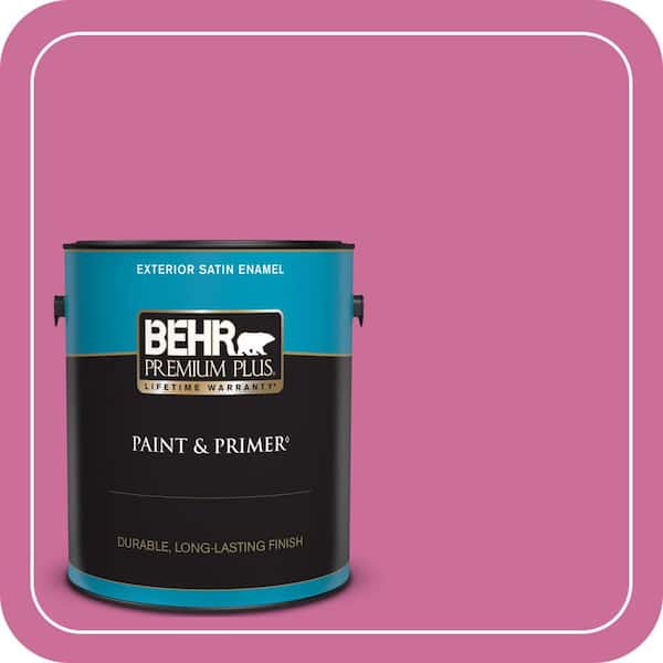 BEHR PREMIUM PLUS 1 gal. #100B-6 Fuchsia Kiss Satin Enamel Exterior Paint & Primer
