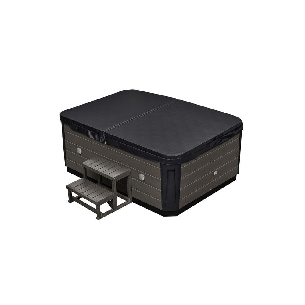 Gray Acrylic 3-Person Rectangle Hot Tub with LED Lighting