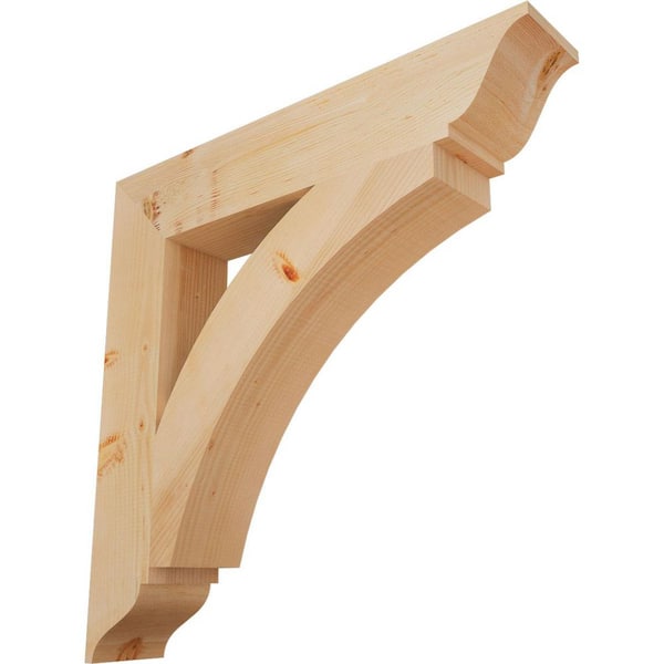 Ekena Millwork 5.5 in. x 34 in. x 34 in. Douglas Fir Thorton Traditional Smooth Bracket