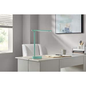 21 in. LED Sage Finish Task Lamp with 5-Volt 2 Amp USB with Night Light
