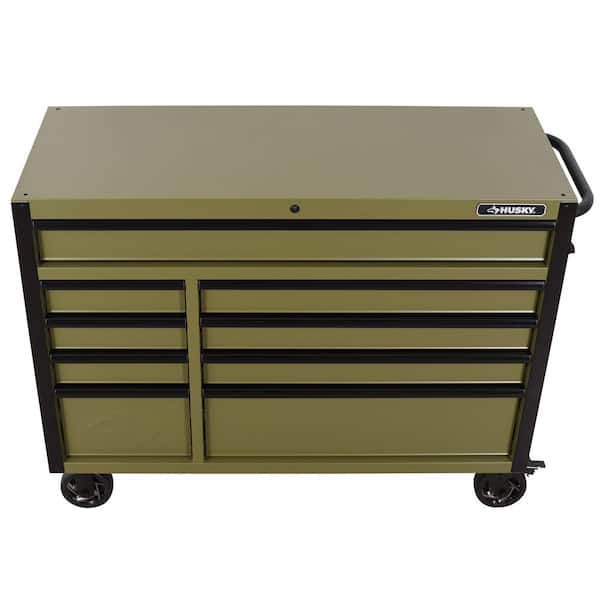 Husky Heavy Duty 52 in. W 9-Drawer Matte Army Green Rolling Tool