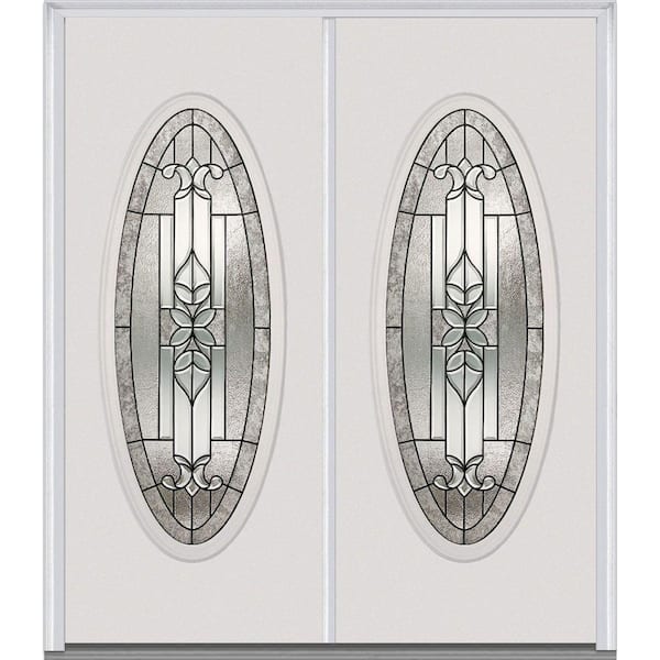 MMI Door 64 in. x 80 in. Cadence Right-Hand Inswing Oval Lite Decorative Glass Painted Steel Prehung Front Door