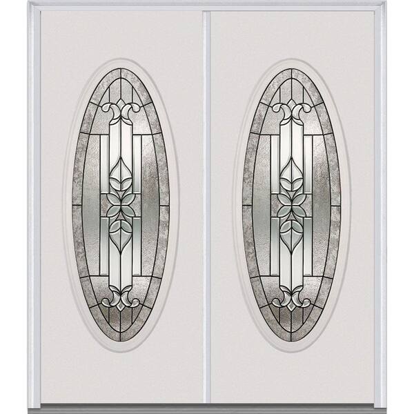 MMI Door 60 in. x 80 in. Cadence Left-Hand Inswing Oval Lite Decorative Glass Painted Steel Prehung Front Door