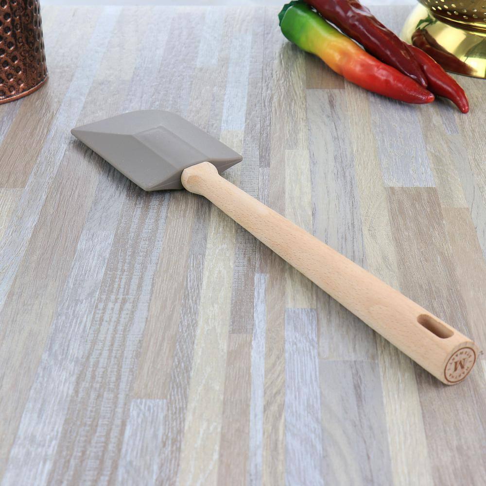 Gray Silicone Spatula with Beech Wood Handle, 11in