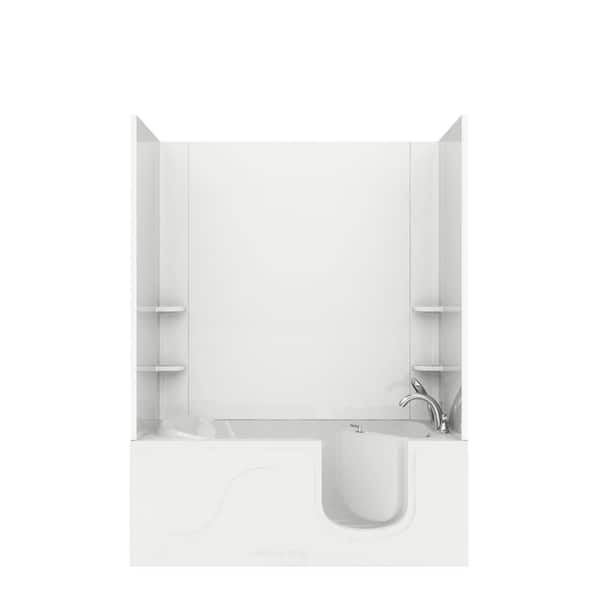 Universal Tubs Rampart 5 ft. Walk-in Air Bathtub with Easy Up Adhesive Wall Surround in White