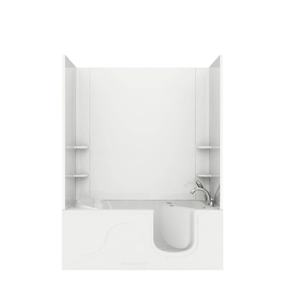 NOVA Heated 5 ft. Walk-in Non-Whirlpool Bathtub with Easy Up Adhesive Wall Surround in White price history on PriceWatchPro