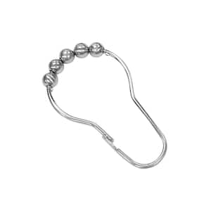 Hinged Roller Ring Single Shower Hook in Satin Nickel (Set of 12)