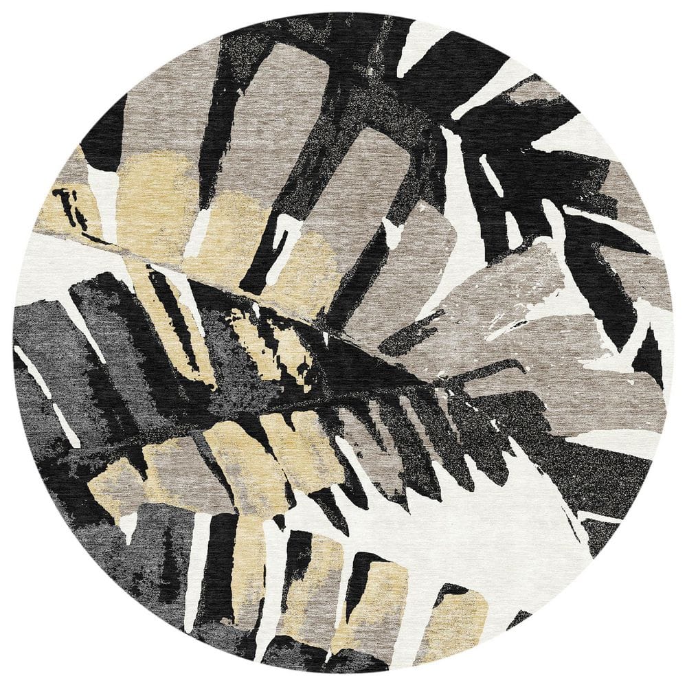 Chantille Machine Washable Indoor/Outdoor Abstract ACN2991 Black 8 ft. x 8 ft. Round Rug price history on PriceWatchPro