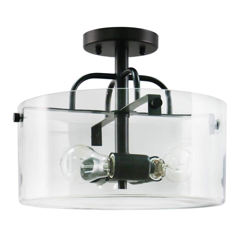 Home Decorators Collection Shirwell 3-Light Bronze Semi-Flush Mount with Clear Glass Shade DS18094 Sansujyuku sansujyuku.com