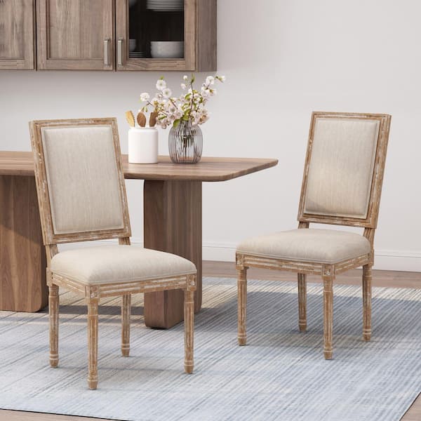 Robin Beige and Natural Upholstered Dining Side Chair (Set of 2)