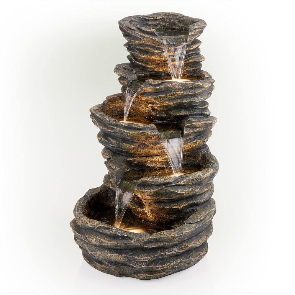 UPC 821559002181 product image for 39 in. Tall Indoor/Outdoor 5 Tier Rock Fountain with Replaceable LED Lights | upcitemdb.com